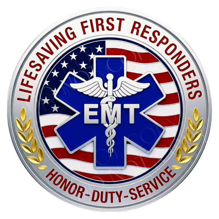 EMT Wreath Sign, Round Metal Sign For Wreaths, Wreath Attachment, First Responder Wreath Sign, EMS Wreath Sign