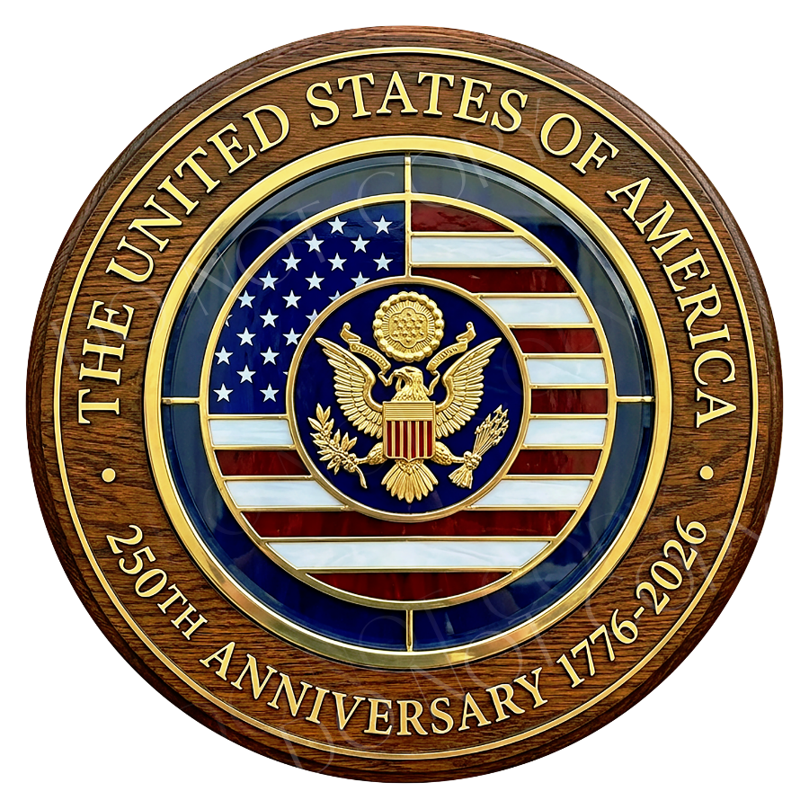 USA 250th Anniversary FAUX Wood Wreath Sign, Round Metal Sign For Wreaths, Wreath Attachment, Americana Patriotic Wreath Center