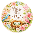 Bless This Nest Wreath Sign, Round Metal Sign For Wreaths, Wreath Attachment, Everyday Wreath Sign