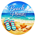 Beach Please Wreath Sign, Round Metal Sign For Wreaths, Wreath Attachment, Everyday Wreath Sign