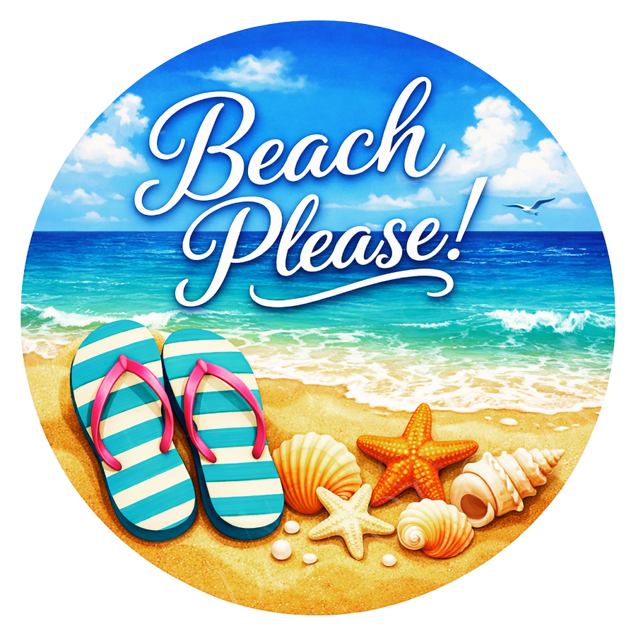 Beach Please Wreath Sign, Round Metal Sign For Wreaths, Wreath Attachment, Everyday Wreath Sign