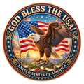 God Bless The USA Eagle Wreath Sign, Round Metal Sign For Wreaths, Wreath Attachment, Americana Patriotic Wreath Center