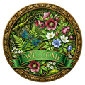 Welcome Floral & Dragonfly Wreath Sign, Round Metal Sign For Wreaths, Wreath Attachment, Everyday Wreath Sign, Welcome Wreath Sign