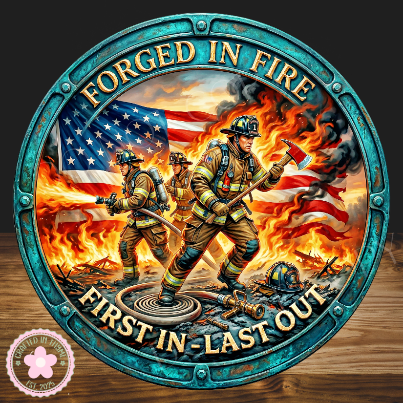 Firefighter Wreath Sign, Round Metal Sign For Wreaths, Wreath Attachment, First Responder Wreath Sign, Fireman Wreath Sign