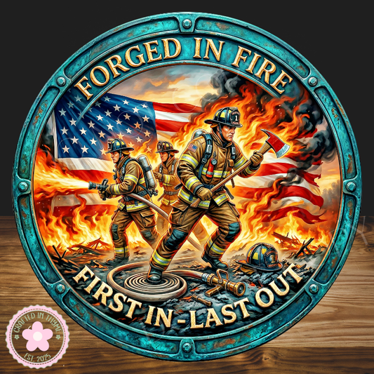 Firefighter Wreath Sign, Round Metal Sign For Wreaths, Wreath Attachment, First Responder Wreath Sign, Fireman Wreath Sign