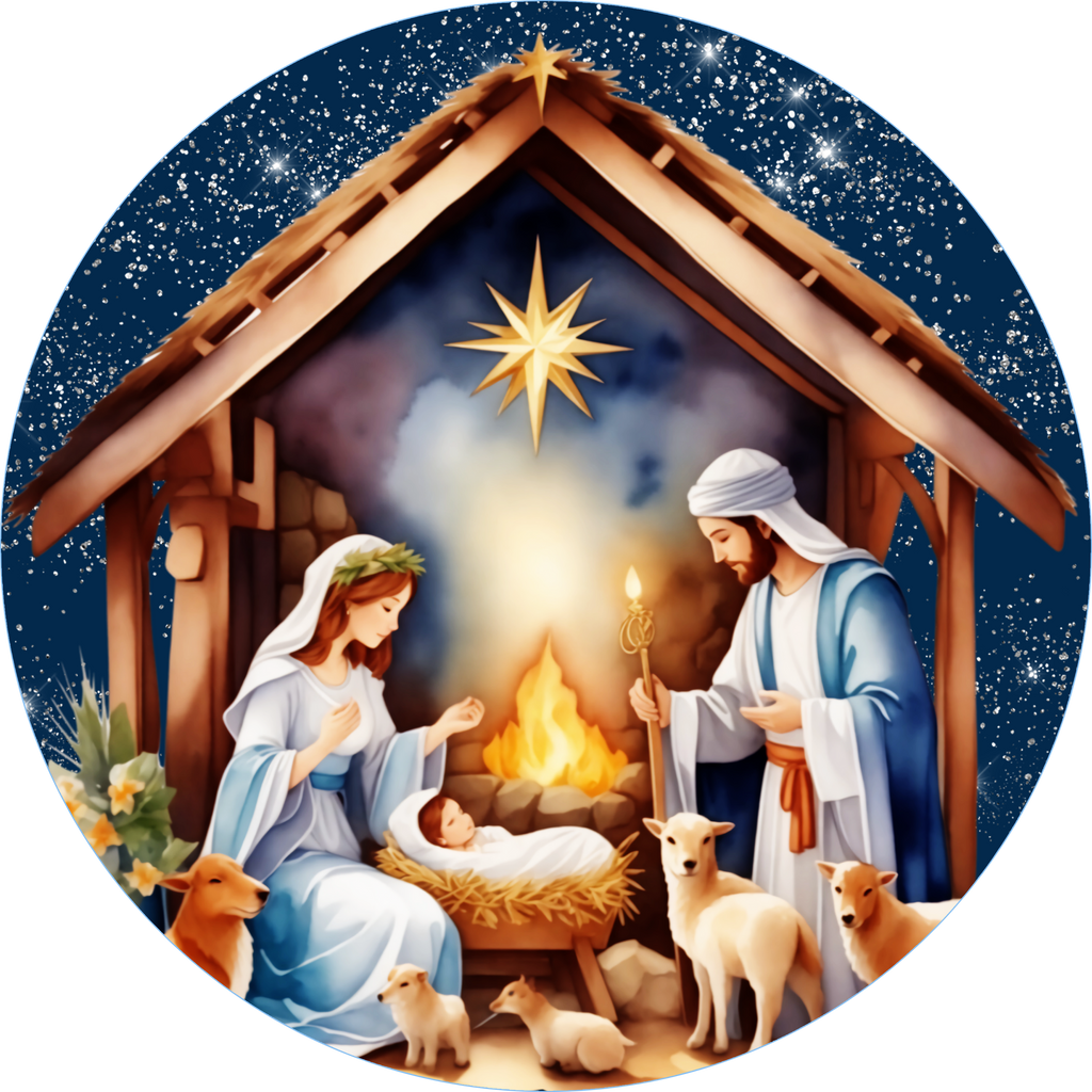 Nativity Wreath Sign