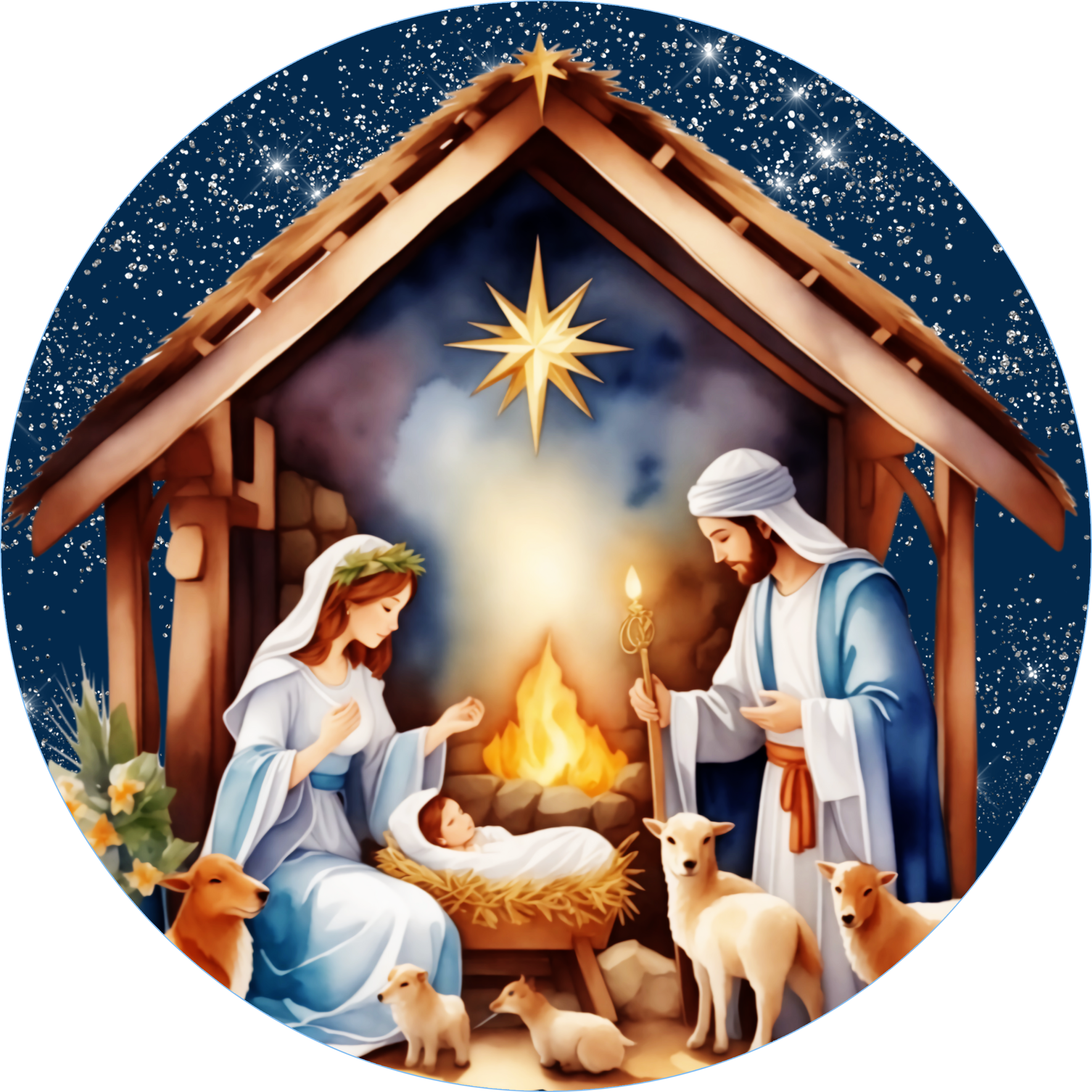 Nativity Wreath Sign