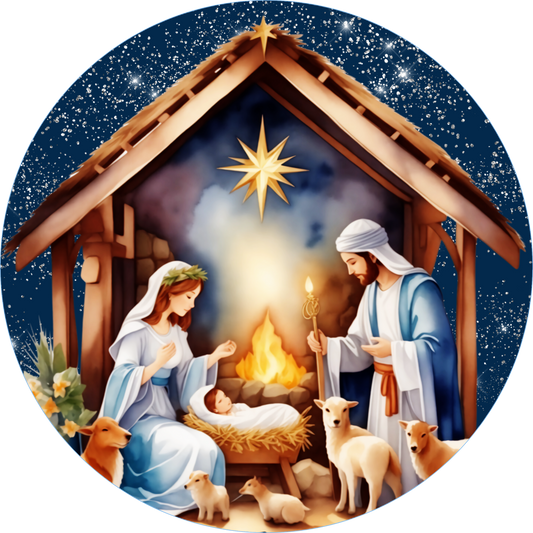 Nativity Wreath Sign
