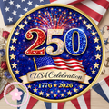 USA 250th Wreath Sign, Round Metal Sign For Wreaths, Patriotic Wreath Attachment
