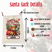 Personalized Kids Unicorn Santa Sack, Present Bag, Christmas Gift Sack, Gift Bag For Girl, Christmas Decor, Large Gift Bag, Canvas Bag