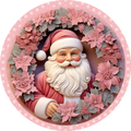 Pink Santa  Wreath Sign