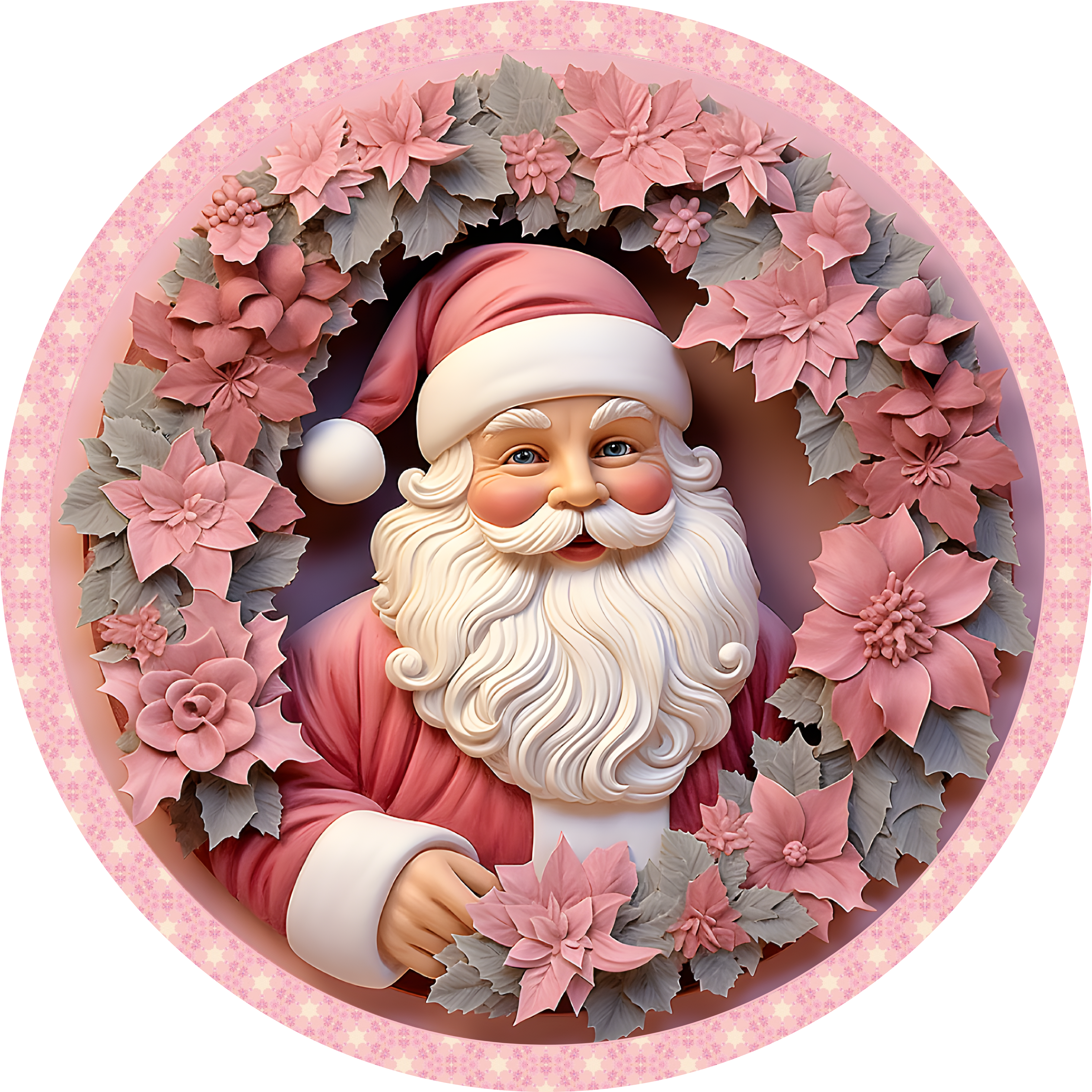 Pink Santa  Wreath Sign
