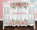 Custom Baby Girl Roses Blanket, New Baby Gift, Baby Shower Gift, Gift For Girl, Personalized Pink Nursery Blanket,  Rose Toddler Blanket