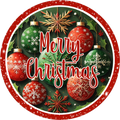 Merry Christmas Red/Green Ornaments Wreath Sign