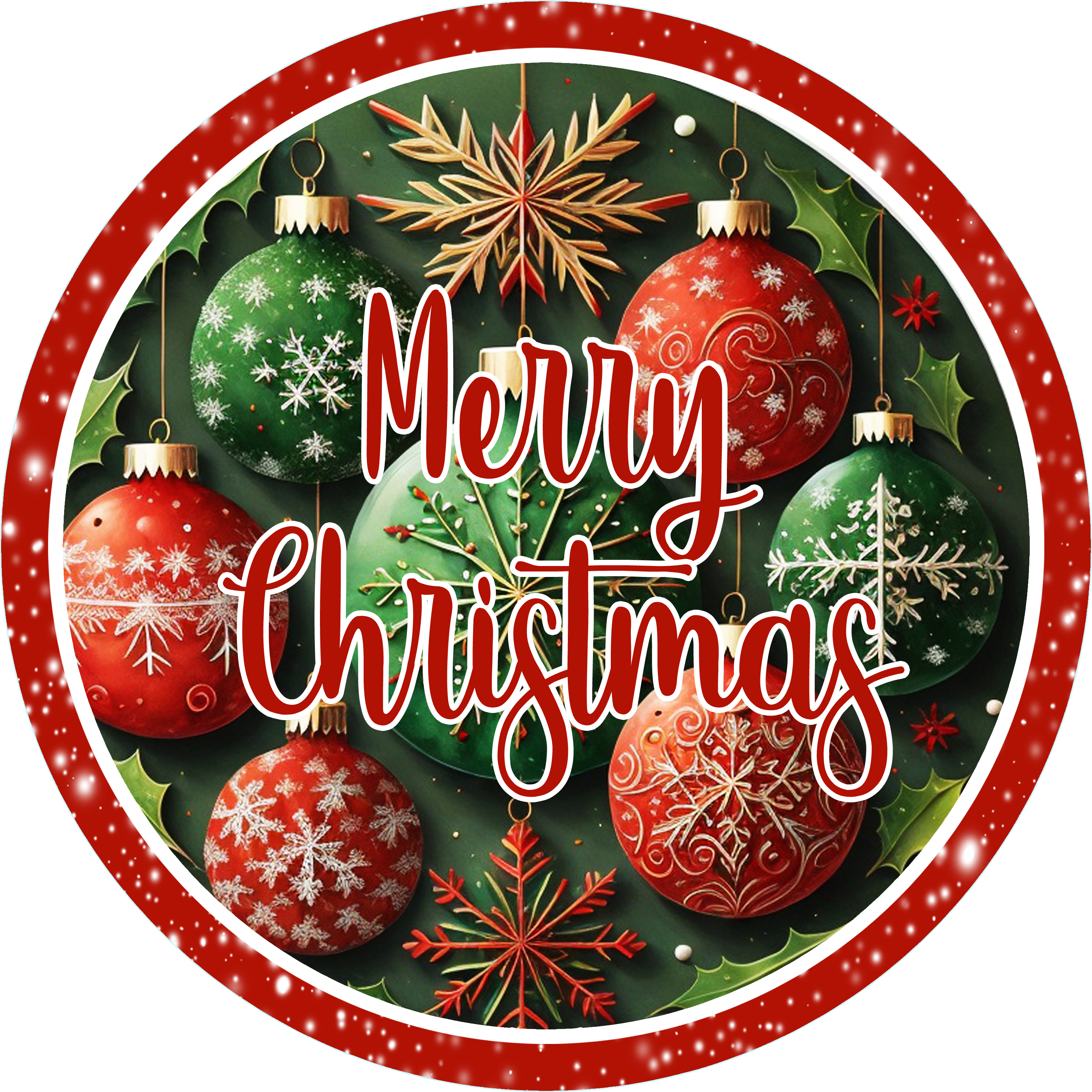 Merry Christmas Red/Green Ornaments Wreath Sign