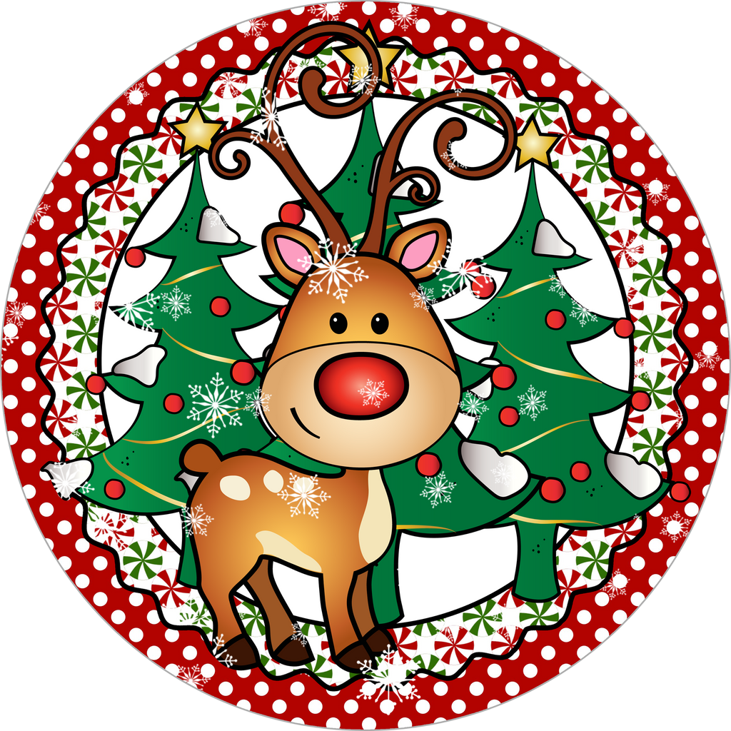 Cute Reindeer Wreath Sign