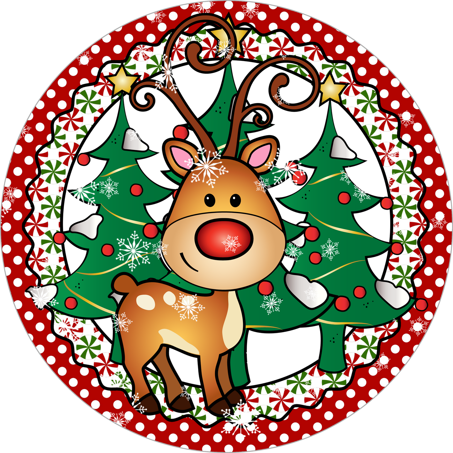 Cute Reindeer Wreath Sign