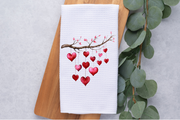 Personalized Hearts Tea Dish Hand Kitchen Towel, Valentine's Day Kitchen Towel Decor Gift, Hostess Housewarming Gift, Gift For Her