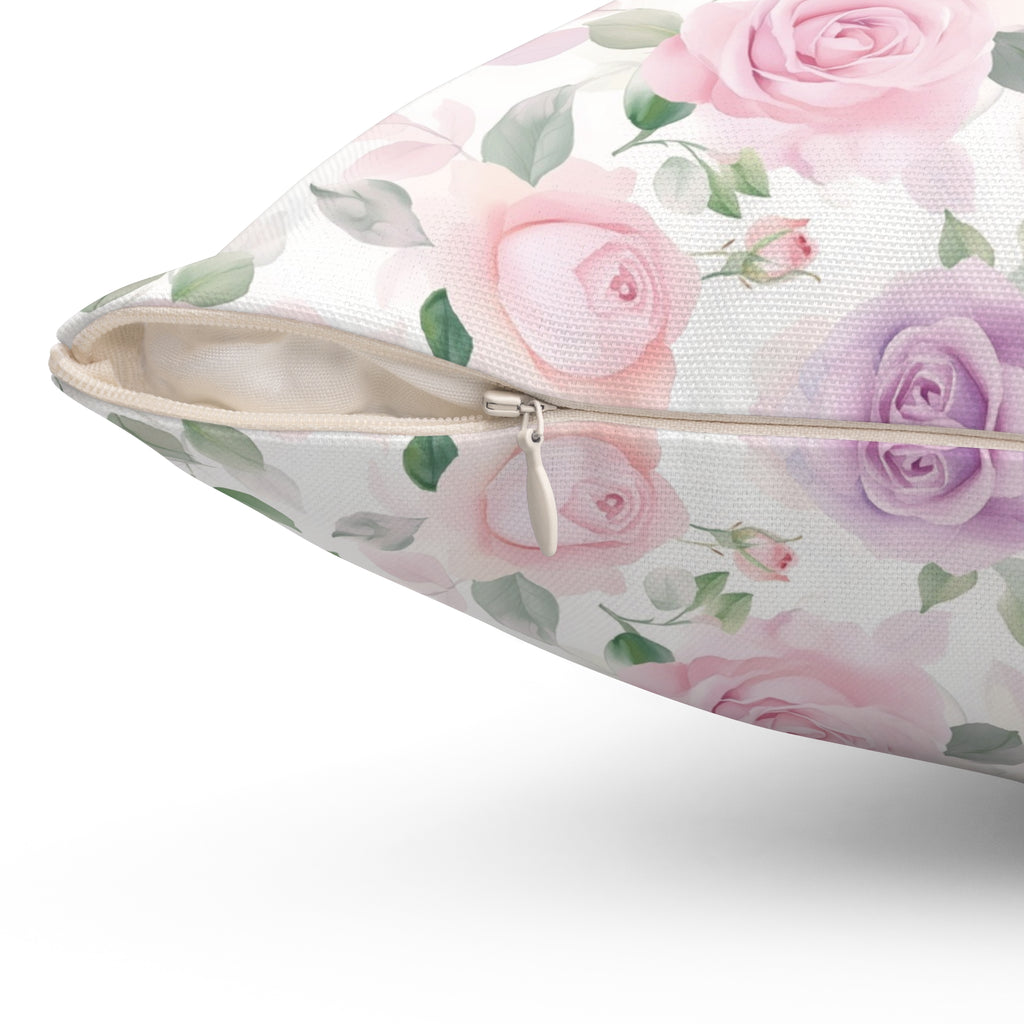 Pink & Purple Roses Floral Double Sided Square Pillow or Pillow Cover , Grandmillennial Throw Pillow, Shabby Chic Throw Pillow Cover