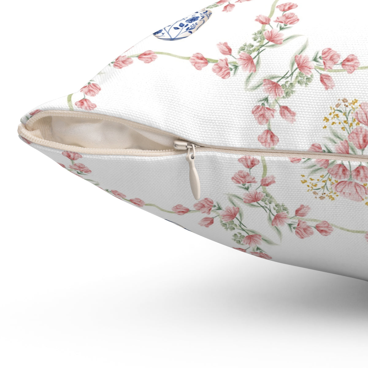 Blue Chinoiserie Jar Floral Double Sided Square Pillow or Pillow Cover , Grandmillennial Throw Pillow, Preppy Blue Bedroom Living Room Decor