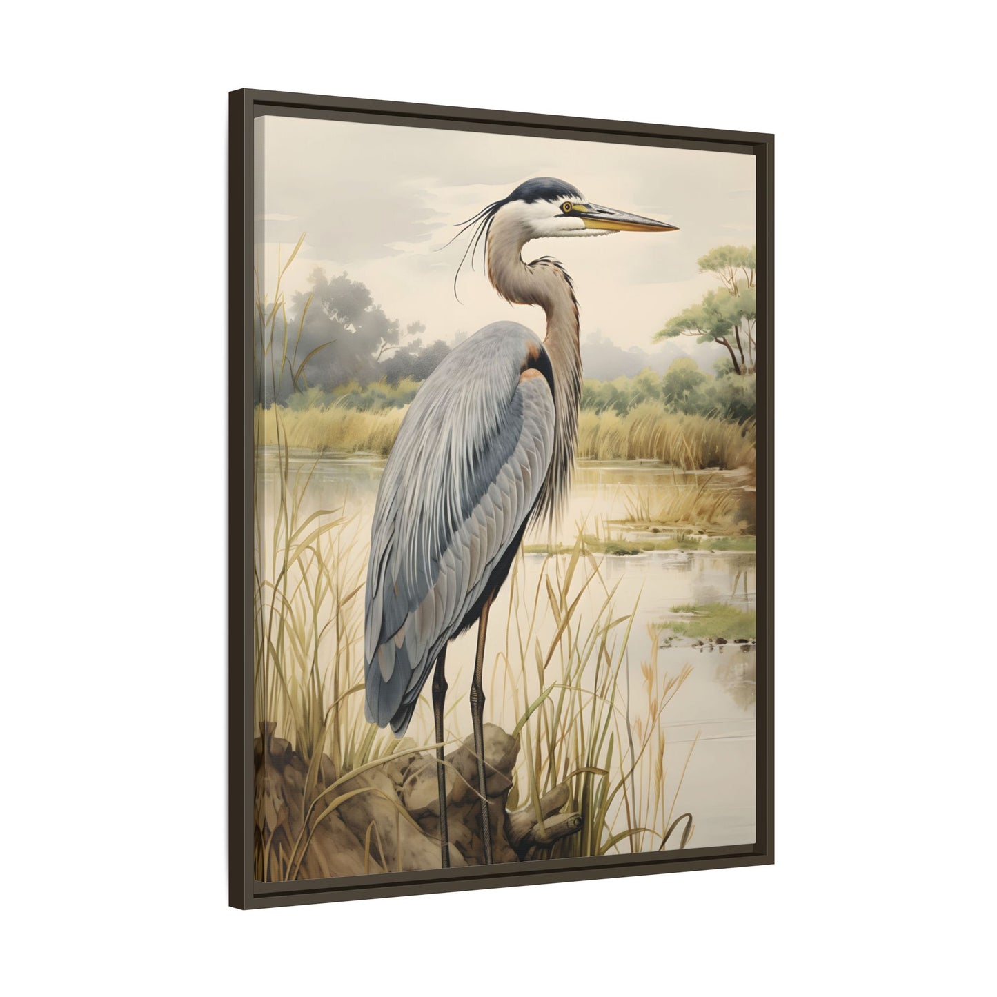 Heron Canvas Wall Art, Nature Decor, Elegant Bird Print, Blue Heron Home & Office Decor, Gift For Nature Lovers, Coastal Home Decor