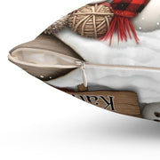 Personalized Kissing Snowman Couple Double Sided Pillow or Pillow Cover - Christmas Decor- Engagement Gift - Newlywed Gift