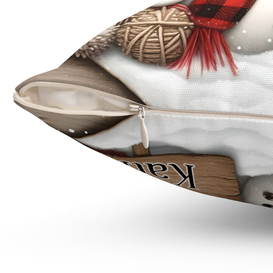 Personalized Kissing Snowman Couple Double Sided Pillow or Pillow Cover - Christmas Decor- Engagement Gift - Newlywed Gift