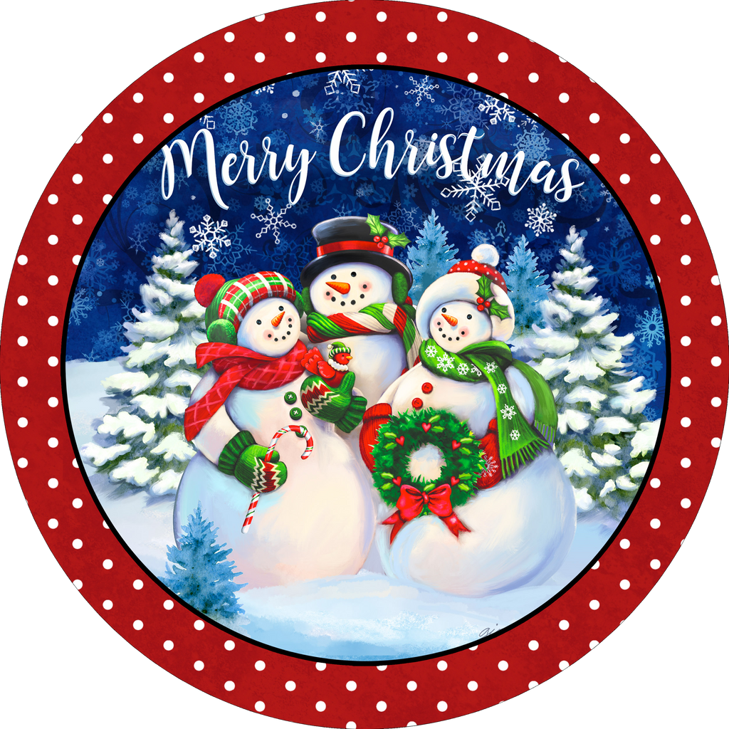 Merry Christmas with Snowmen Wreath Sign