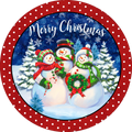 Merry Christmas with Snowmen Wreath Sign