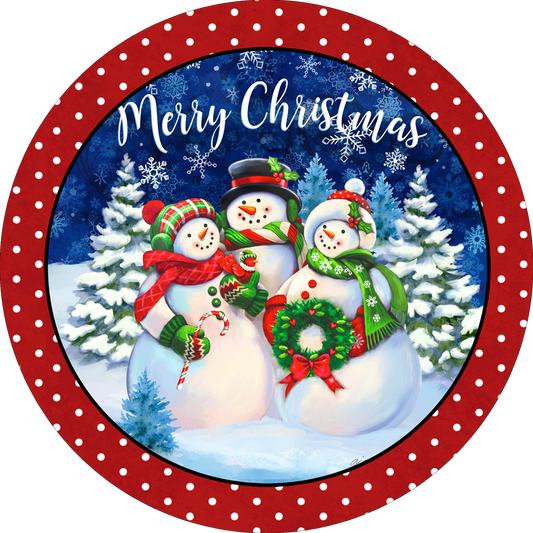 Merry Christmas with Snowmen Wreath Sign