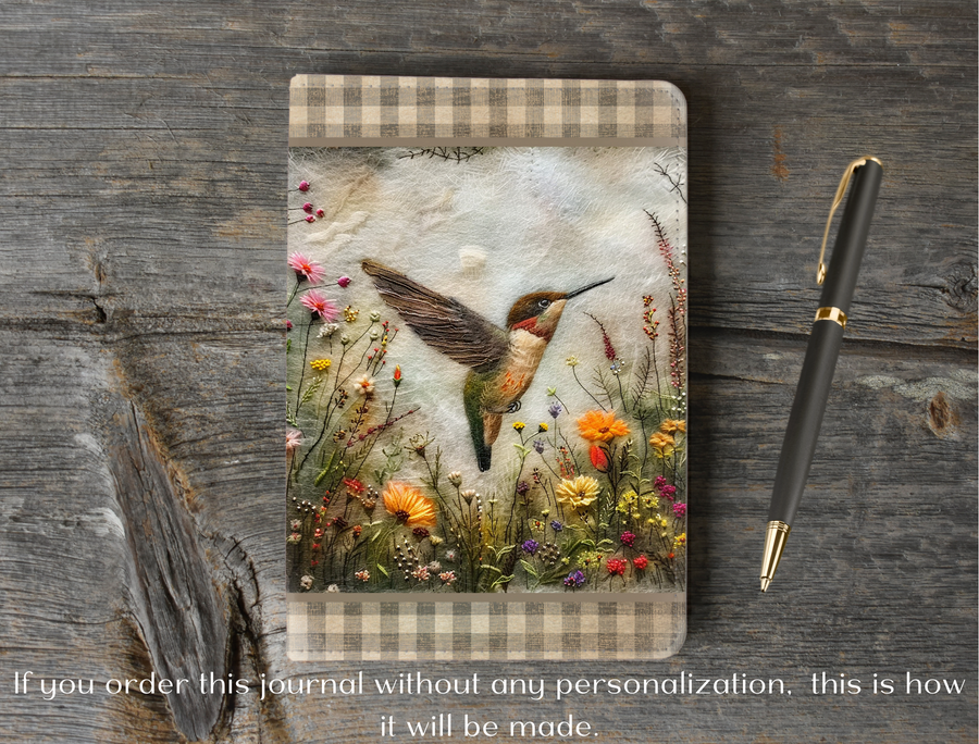 Personalized Hummingbird Faux Leather Notebook, Journal For Her, Personal Journal, Mothers Day Gift, Bible Study Notes, Bird Lover Gift