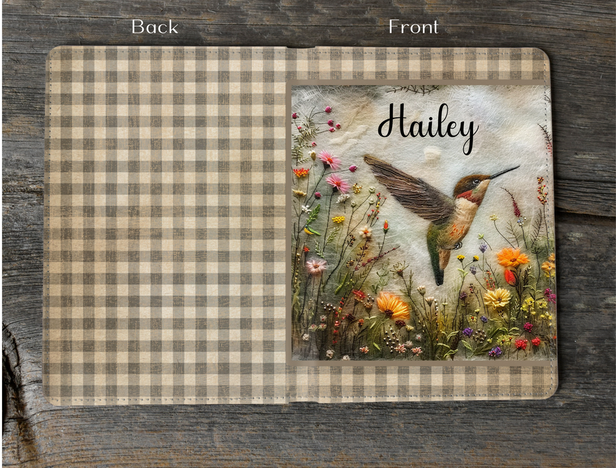 Personalized Hummingbird Faux Leather Notebook, Journal For Her, Personal Journal, Mothers Day Gift, Bible Study Notes, Bird Lover Gift