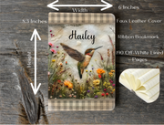 Personalized Hummingbird Faux Leather Notebook, Journal For Her, Personal Journal, Mothers Day Gift, Bible Study Notes, Bird Lover Gift