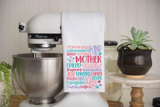 Mother's Day Subway Art Kitchen Towel, gift for baker, birthday gift,