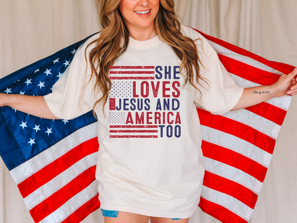 She Loves Jesus And America Too-Independence Day Shirt- Christian Shirt-4th of July Shirt-America Shirt-USA Shirt