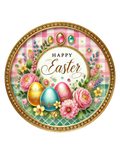 Pink & Gold Happy Easter Eggs Wreath Sign, Pastel Round Wreath Attachment, Sign for wreath, Easter Wreath Center, Spring Wreath Sign