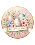 Pink Happy Easter Eggs Wreath Sign, Pastel Round Wreath Attachment, Sign for wreath, Easter Wreath Center, Spring Wreath Sign