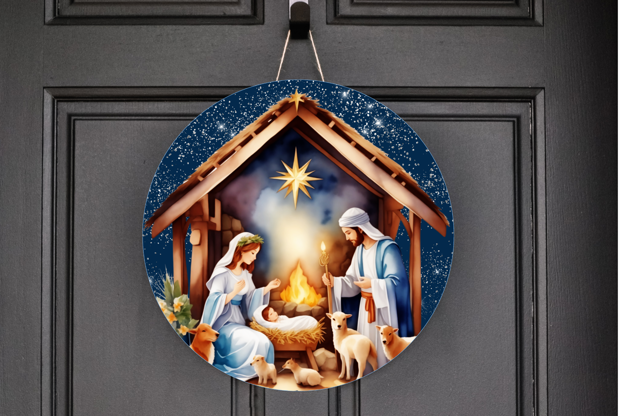 Nativity Wreath Sign