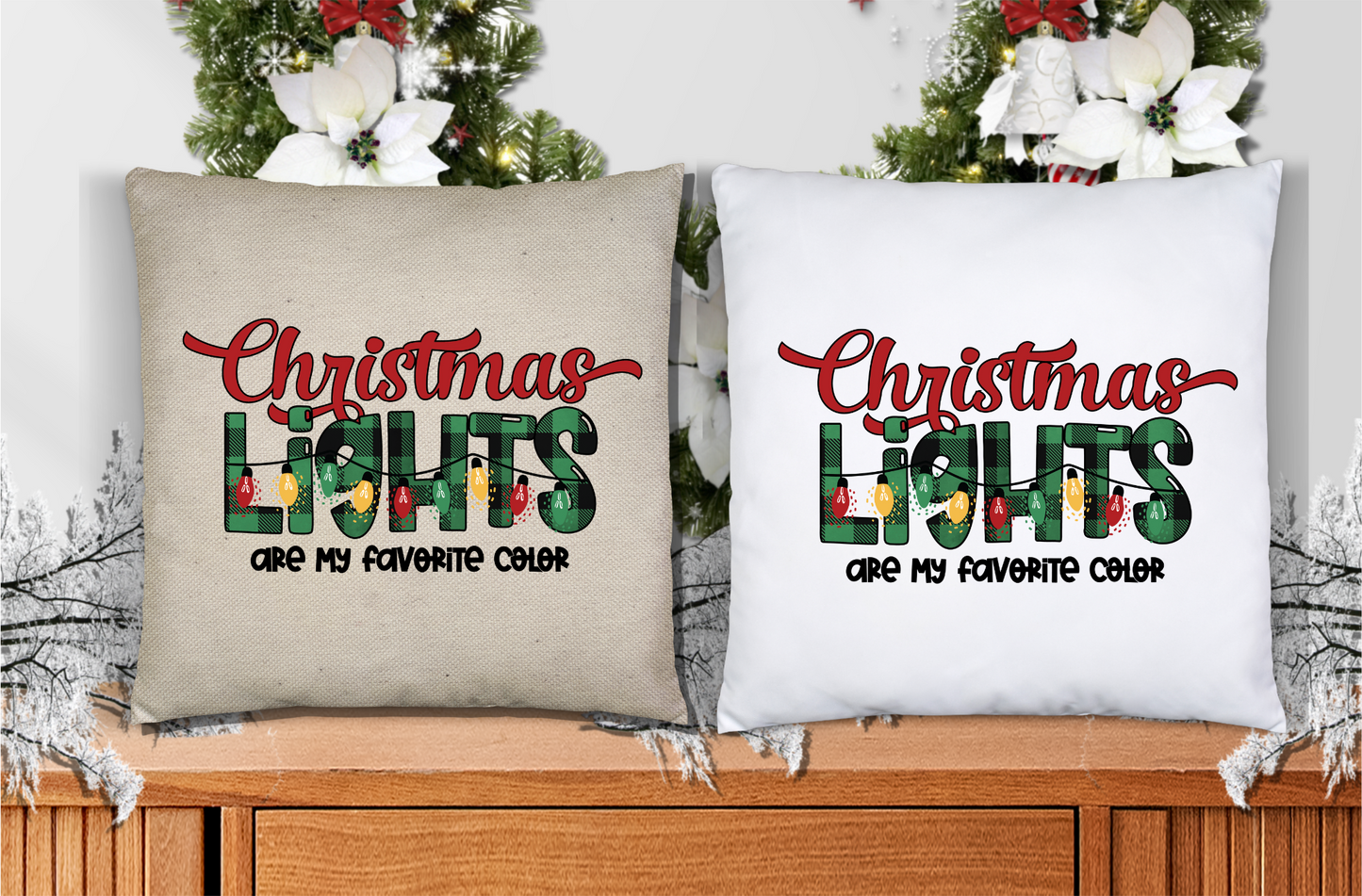 Christmas Lights Are My Favorite Color Throw Pillow Cover