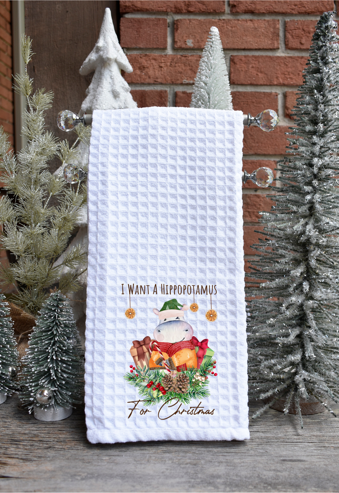 I Want A Hippopotamus For Christmas Kitchen Towel