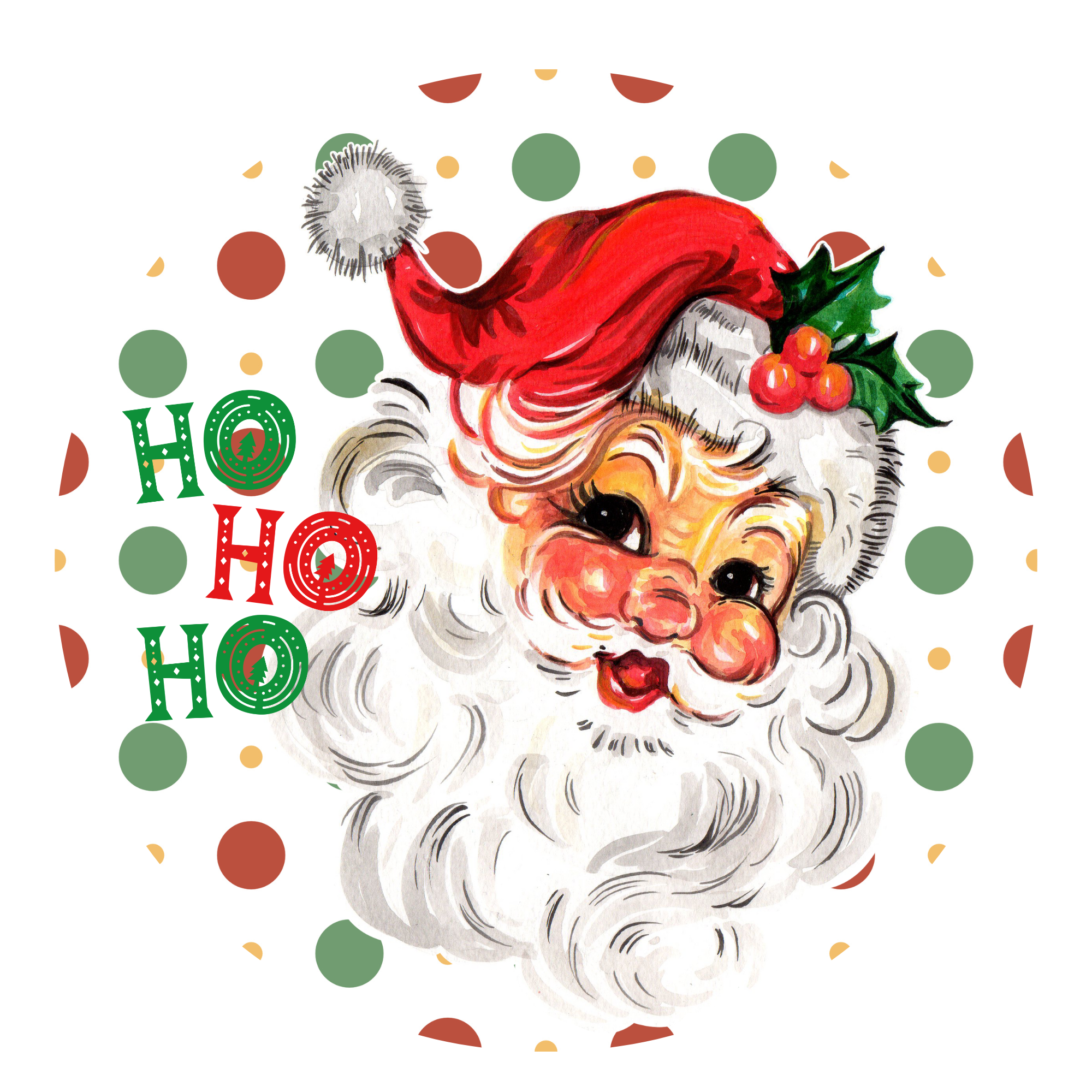 Retro Santa Ho Ho Ho Wreath Sign