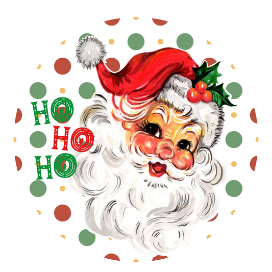 Retro Santa Ho Ho Ho Wreath Sign