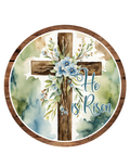 He Is Risen with wooden cross Wreath Sign