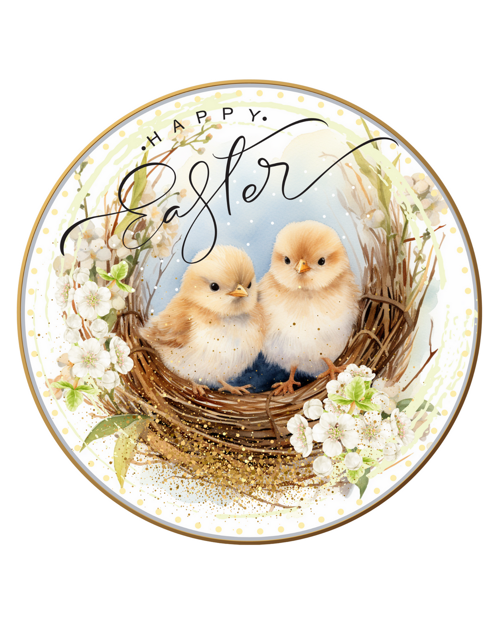 Happy Easter with baby chicks Wreath Sign