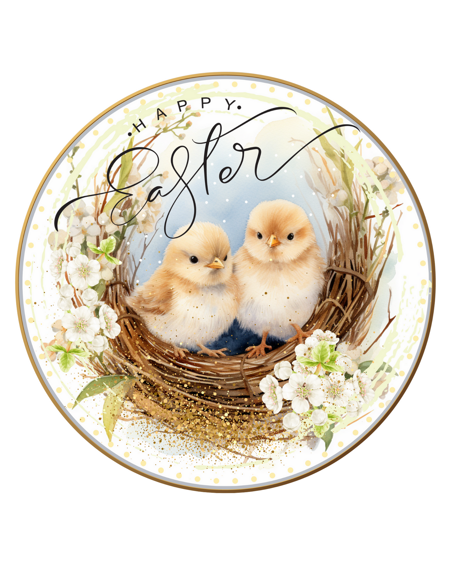 Happy Easter with baby chicks Wreath Sign