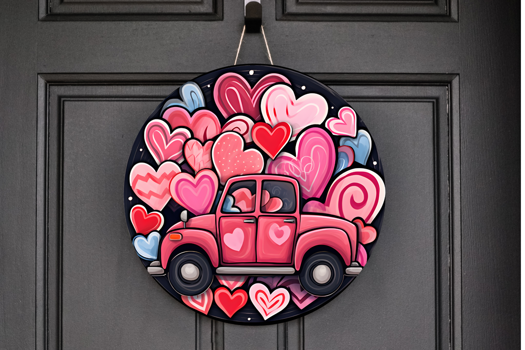 Loads of Love Wreath Sign, Round Metal Sign, Door Hanger