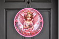 Be Mine Valentine Pink Cherub Angel  Wreath Sign