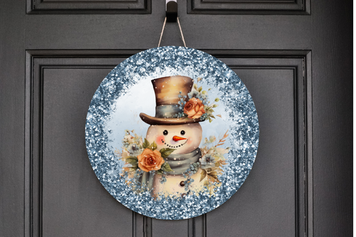 Blue Snowman Wreath Sign