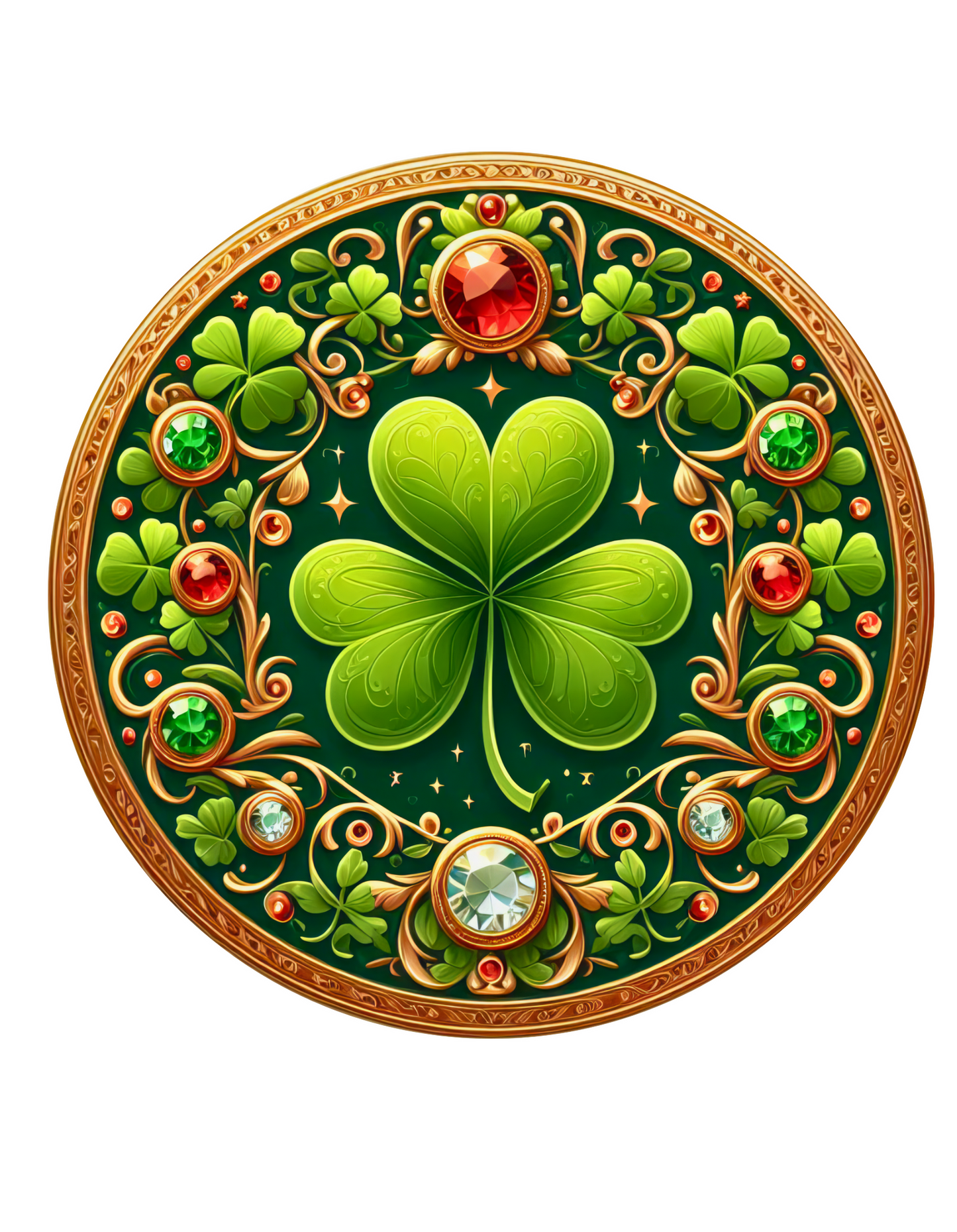 Shamrock Gemstone Wreath Sign, Round Metal Sign, Door Hanger