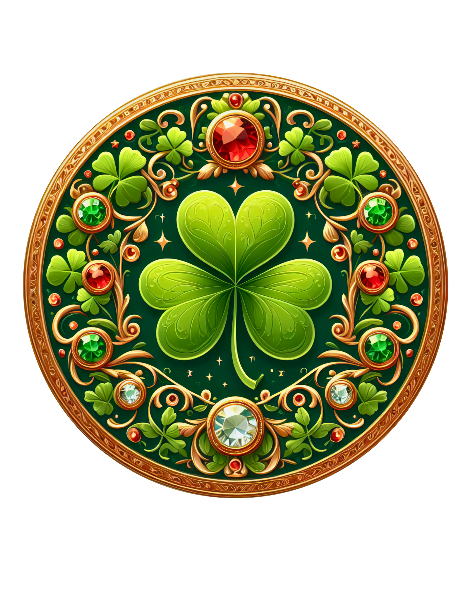 Shamrock Gemstone Wreath Sign, Round Metal Sign, Door Hanger